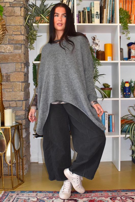 Lock Needlecord Shirring Barrel Pant Charcoal